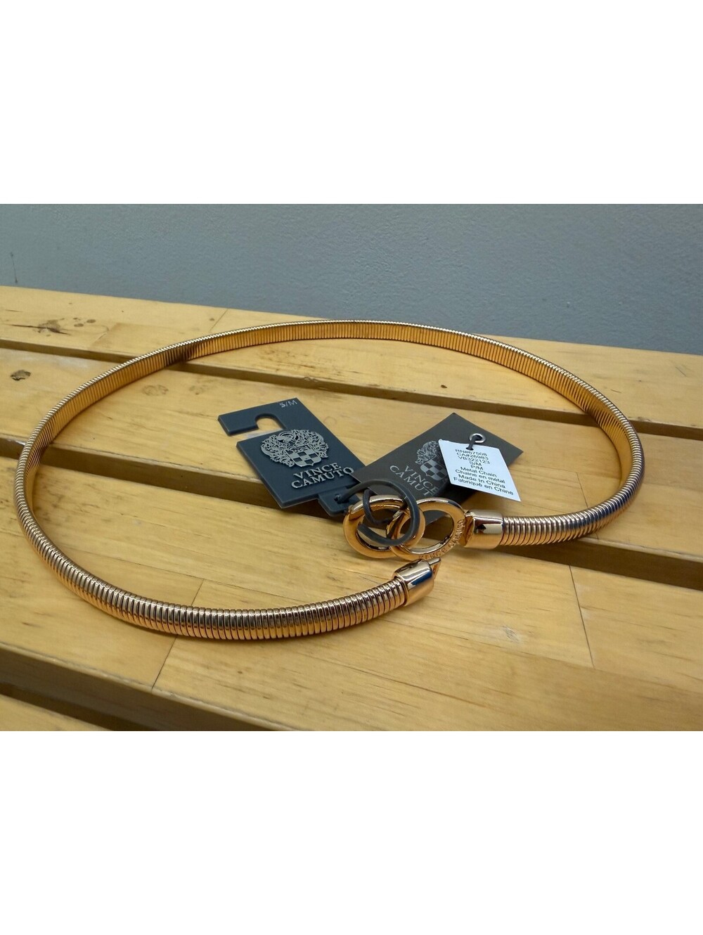 NWT Vince Camuto Gold Tone Statement Belt with Interlocking Rings